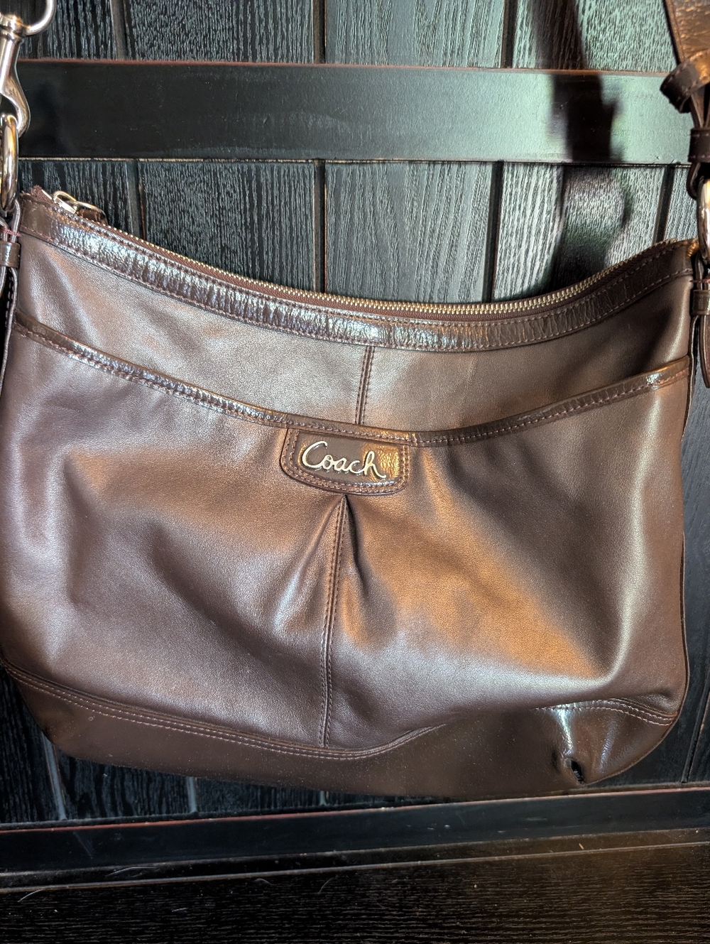 Coach Park Leather Duffle Convertible Chocolate Brown Leather Shoulder Bag